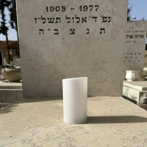 Placement of a candle on the headstone